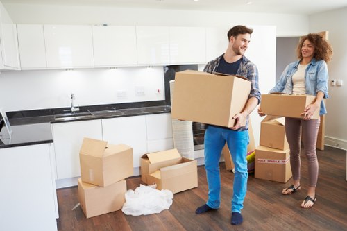 Professional packers handling boxes in Uxbridge
